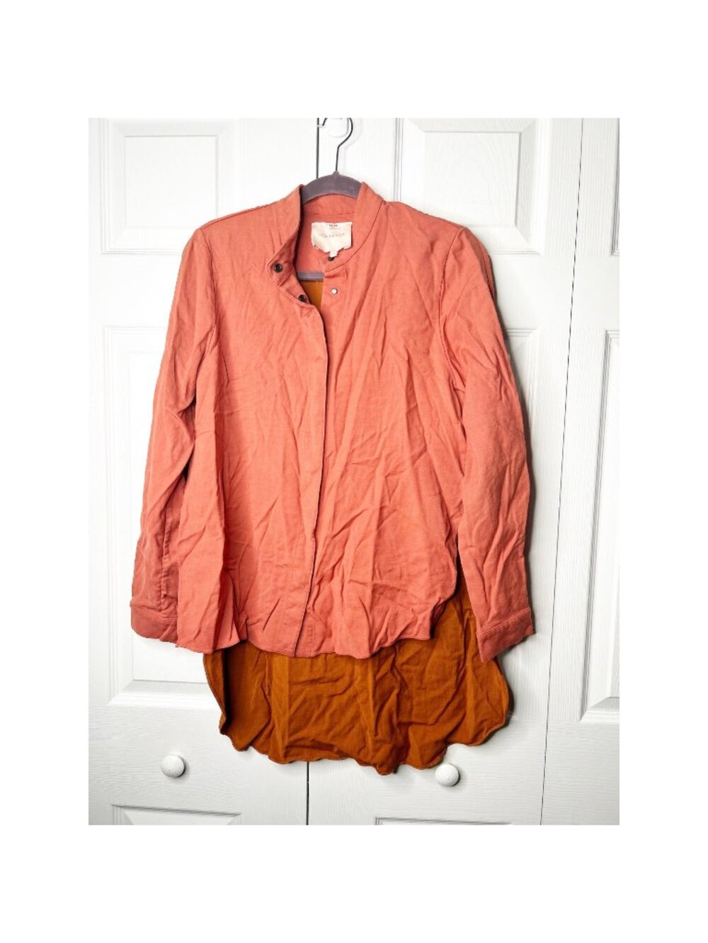 Roksanda Burnt Orange Button Front High Low Tailoring Top Women's Size BR 14